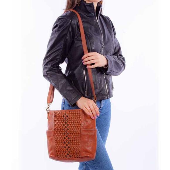 Scully Women's Woven Studded Accent Leather Crossbody Bag